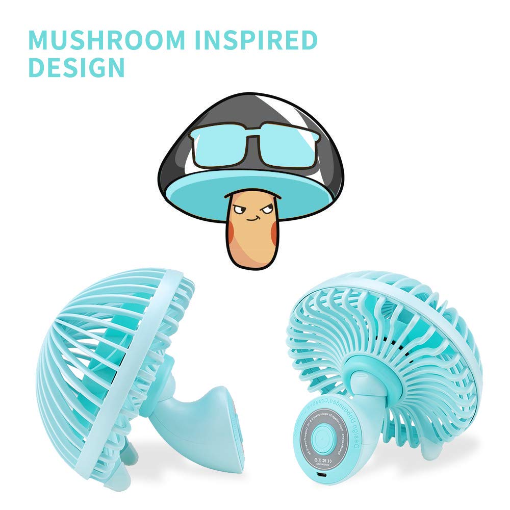 LBTbate Mini Desk Fan, Portable USB Fan Office&Desktop, Small Personal Cooling Fan, Mushroom Design Fan Table Desktop Electric Fan for Office Home Outdoor (Green)
