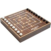 Jackaroo World Nine Mens Morris Board Game, Ancient Board Games, Solid Wooden Game Set with 18 Marbles, 2 Player Games, Marble Strategy Game, 9 Mens Morris Game Mill, Marble Board Game Wooden (Walnut)