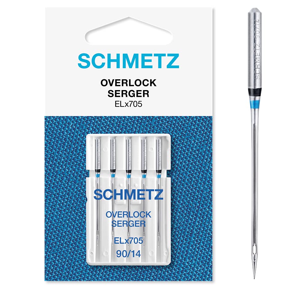 Schmetz Domestic Sewing Machine Needles, 5 Overlock Needles ELx705/SY 2022, Needle Size 90/14, Suitable for Various Materials