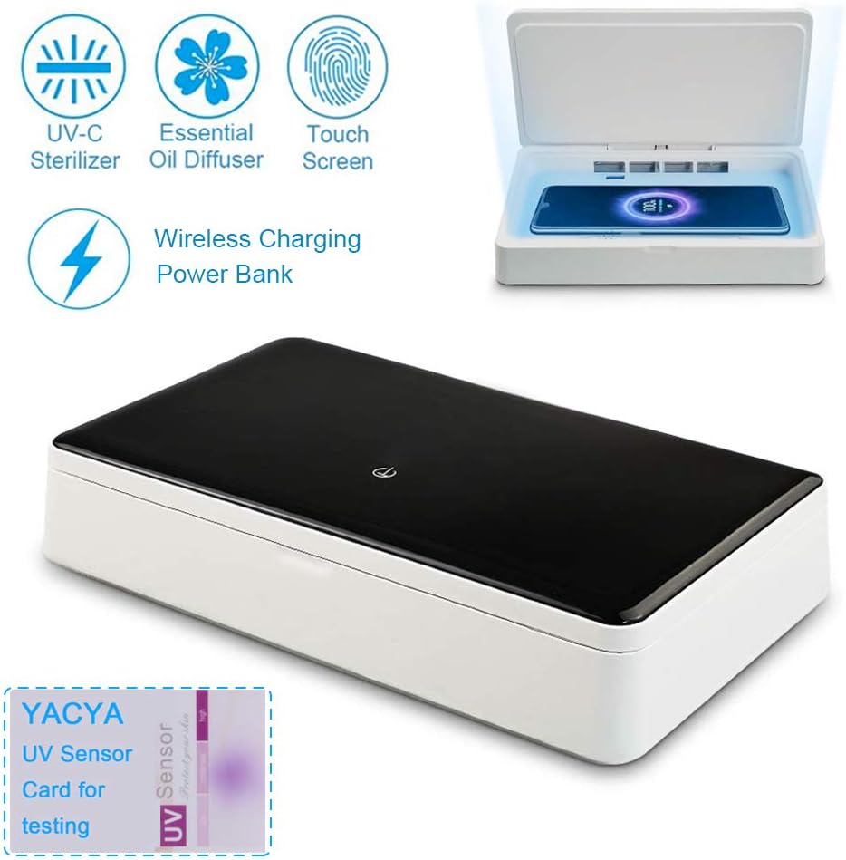 UV Smartphone Cell Phone Sanitizer Portable,Mobile Phone Sterilizer Cleaner with Wireless Charger and Aromatherapy Function for iPhone Samsung Motorola Android Phones Toothbrush Jewelry Watches 4-in-1