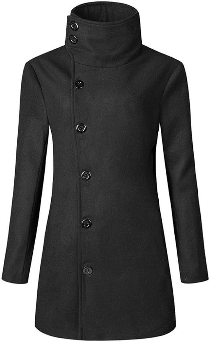 Amazon Hanaturu ハイネック コート メンズ Pコート おしゃれ 高級感 ジャケット ロング丈 無地 ボタン ビジネス 紳士服 スリム 秋冬 あったか 黒 グレー ネイビー M L Xl 2xl 3xl ブラック Xl コート ジャケット 通販