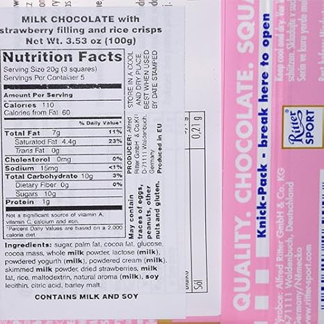 Ritter Sport Strawberry Yogurt Pack Of 3 By Ritter Sport Amazon De Lebensmittel Getranke