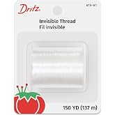 Dritz Invisible Thread, 150 Yards &ndash; Clear Thread | Blends Seamlessly with Any Fabric for Quilting, Appliqu&eacute;s, Crafts &amp; Garments, 1 Roll, Clear