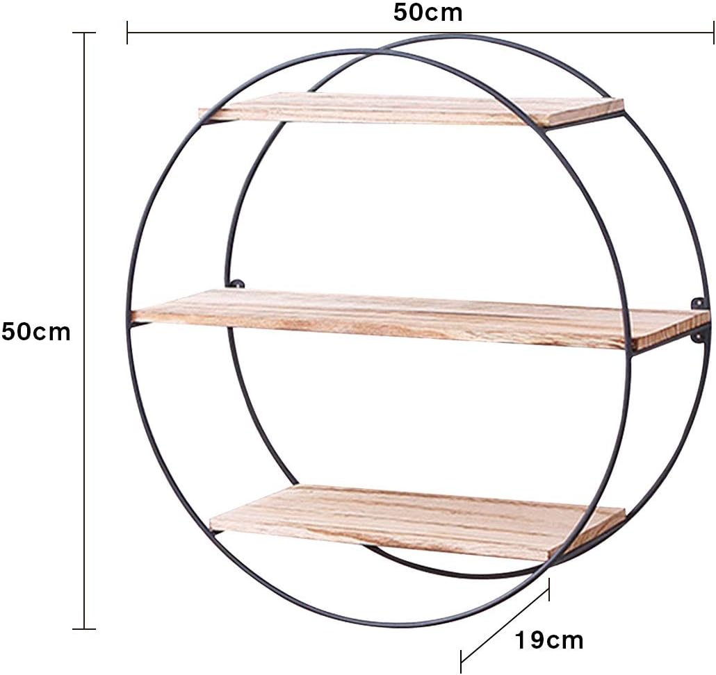 KINGSO Wall Shelf Rustic Wood Floating Shelves,Decorative Wall Shelf for Bedroom, Living Room, Bathroom, Kitchen, Office and More (Round): Home & Kitchen
