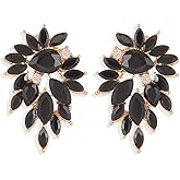 TRWWELL Marquise Sparkly Rhinestone Statement Drop Earrings for Women Vintage Crystal Cluster Earrings for Wedding Jewelry Gift