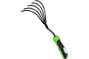 GARDEN GURU LAWN & GARDEN TOOLS Garden Guru Hand Rake Cultivator Claw Soil Tiller with Ergonomic Handle - Military Grade Steel & Rust Resistant - 5 Tine Japanese Ninja Claw - Perfect Pulverized and Aerated Soil
