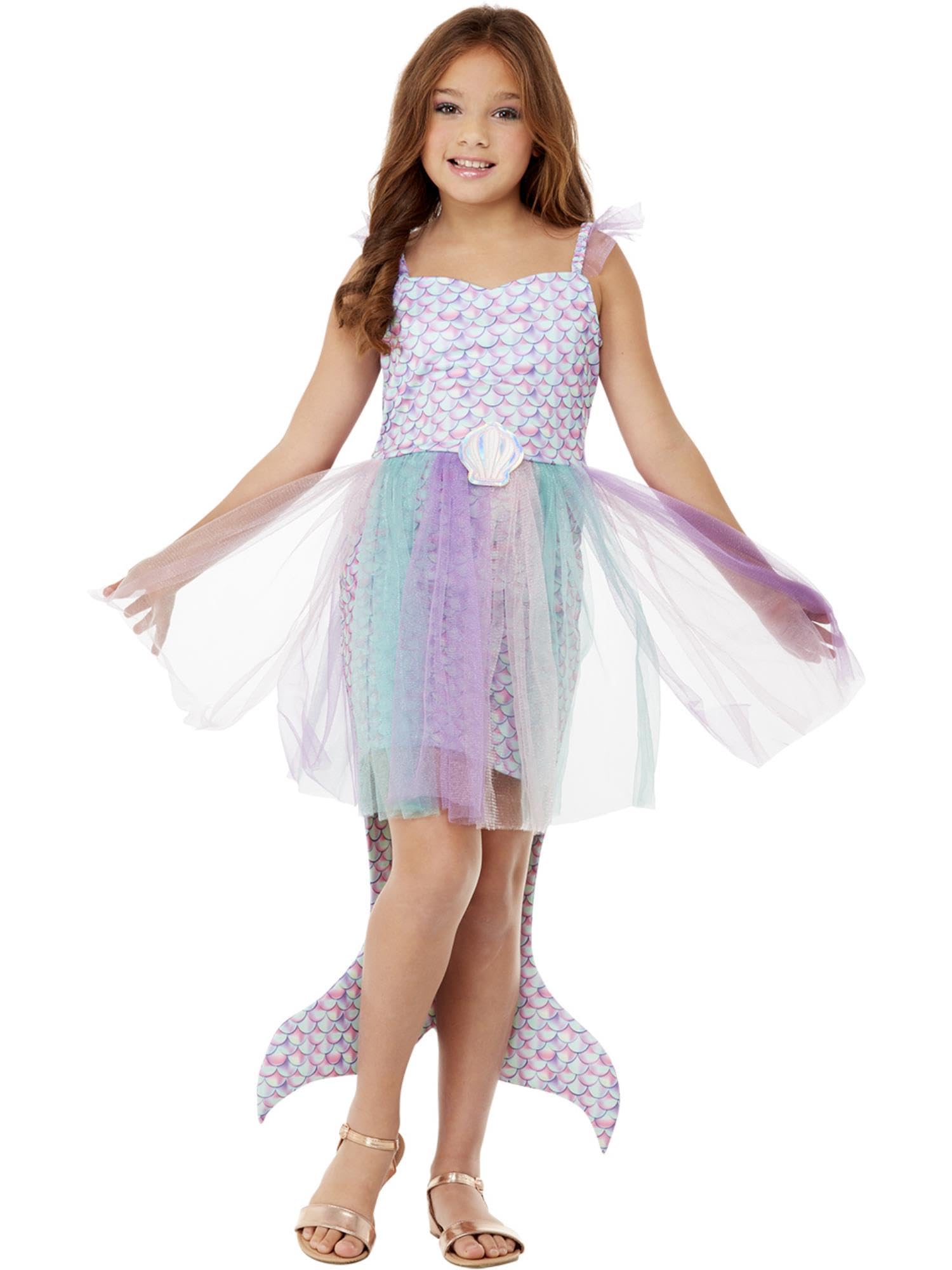 Smiffys Seashell Mermaid Costume, Purple Dress, Girls Fancy Dress, Mermaid Dress Up Costumes