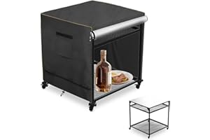 Bitubi Outdoor Pizza Oven Table Cover for Ooni Modular Table Large, Waterproof Stainless Steel Prep Table Cover with Split Zipper, Grill Cart Cover for Patio Table (Black)