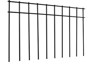 LADECH 17”x10” (10 Pack) No Dig Animal Barrier Fence with 1.5inch Spike Spacing, 4 Gauge Black Powder Coated Steel - Underground Decorative Dog Fence Ground Stakes for Outdoor Garden Yard Patio