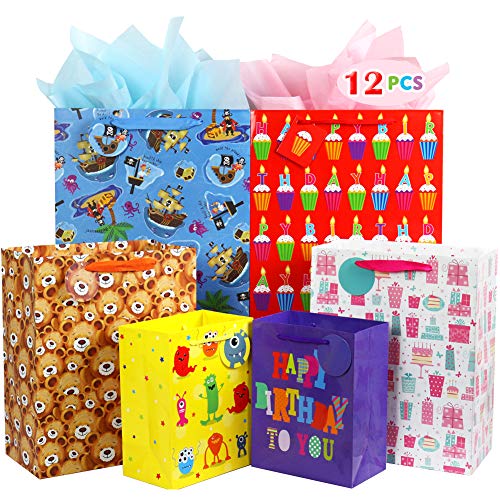 Pirate Jumbo Gift Wrap - Fzopo Kids Birthday Gift Bag Assortment,