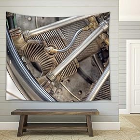 Old Airplane Iron Propeller Engine Detail - Fabric Wall Tapestry Home Decor - 51x60 inches