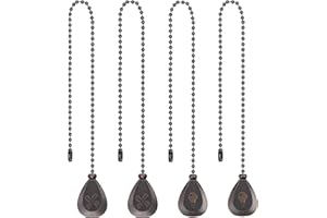 4 Pcs Ceiling Fan Pull Chains Light Pull Extension Chains with 11.2 Inch Chains for Ceiling Fans Lamps, Black Copper