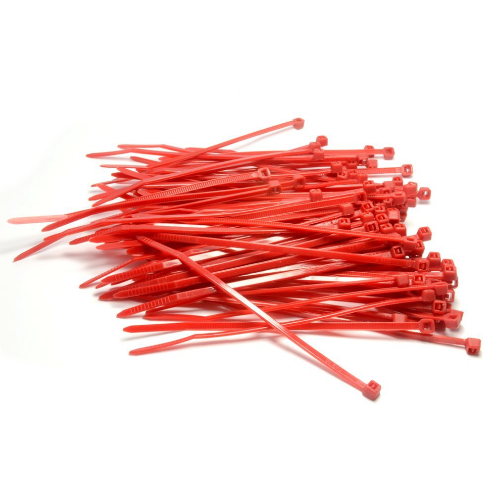 100 X Red Cable Ties 100Mm X 2.5Mm Zip Tie Bases All Sizes