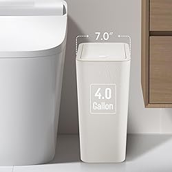 TIPGO Bathroom Trash Can with Lid, 4 Gallon / 15