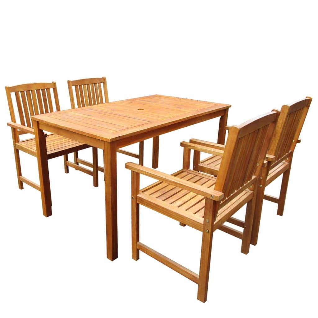 Shop Clearance Festnight Outdoor Dining Set With Umbrella Hole 5 Piece Wood Patio Furniture Set Solid Acacia Wood Kitchen Dining Online Shop 51 79 51 52