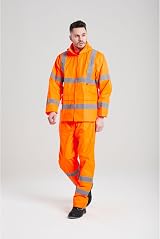 Portwest H441 Hi-Vis Rain Trousers Mens Waterproof Overtrousers Orange M view 2