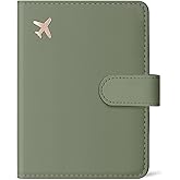 Passport Holder for Travel Essentials, RFID Blocking Leather Cover Wallet with Magnetic Closure, Aesthetic & Cute Passport Book Case for Women and Men - Green