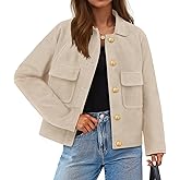 ZESICA Womens 2026 Spring Faux Suede Cropped Jackets Coats Casual Button Down Barn Vintage Trendy Shackets