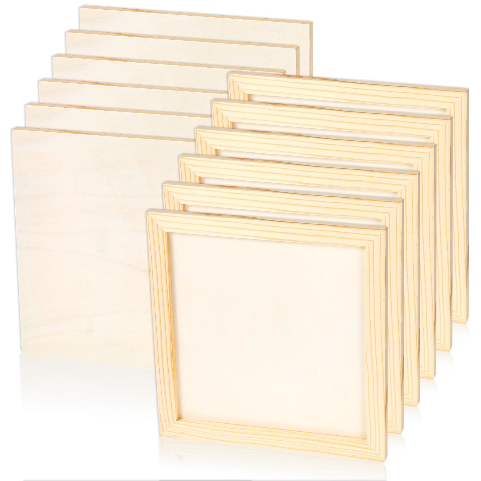 Photo 1 of 12 Pcs Pine Wood Panel Boards 8 x 8 Inch Unfinished Wood Canvas Wooden Panel Boards for Pouring Art, Crafts, Painting and More