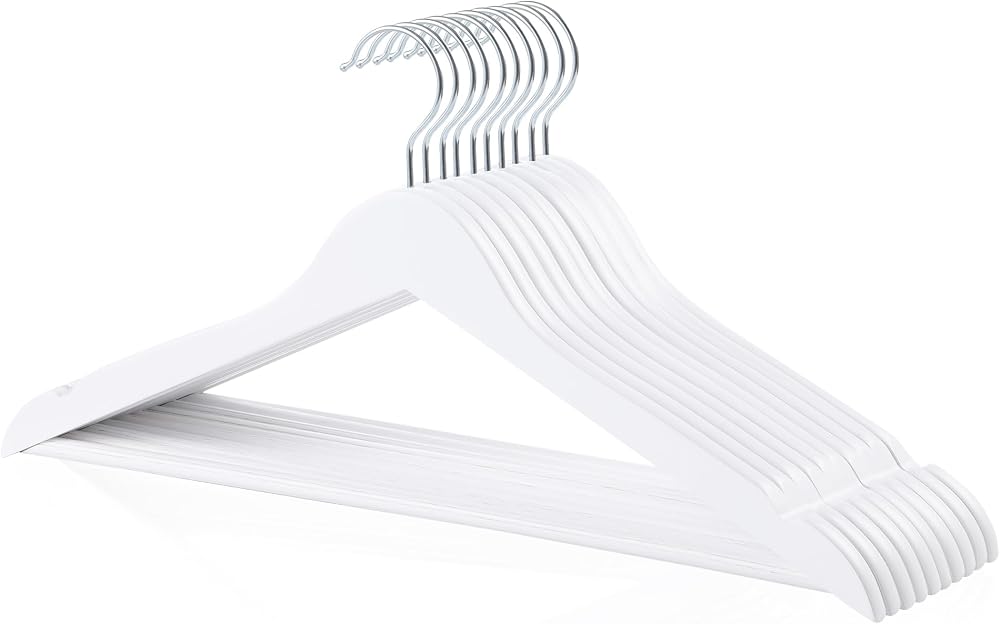 Amazon Basics Wood Suit Hangers 10 Pack 44 cm White