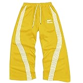 QJQ Men's Wide Leg Baggy Sweatpants Vintage Y2K Striped Track Pants with Pockets Casual Streetwear