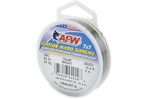 AFW American Fishing Wire Surflon Micro Supreme Nylon Coated 7x7 Stainless Steel Leader Wire - Knottable Wire Leaders for Fishing Saltwater, Fly Fishing, 13lb Test - 90lb Test, Bright, Black & Camo Colors