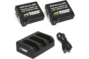 Wasabi Power HERO4 Battery (x2) and USB Triple Charger for AHDBT-401, Hero 4