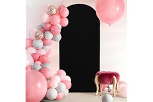 FOTSHARER Black Arch Backdrop Cover 8FT Spandex Arched Cover Backdrop Fabric Chiara Backdrop Stand Cover for Baby Shower Boho Arch Cover Stretchy Backdrop Balloon Arch Covers for Halloween Party Decor