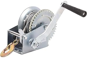 DAWOT Boat Trailer Winch 1200lbs Hand Winch Heavy Duty Hook with 10m/33ft Steel Cable Hand Crank Ratchet Winch and Ratio 4.1:1 Gear 1 Speed Switchable 2 Way for Boat Trailer Marine Truck ATV