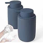 INGOFIN Ceramic Foaming Soap Dispenser Set, 2 Pack (12 oz) Bathroom Foam Hand Soap Dispenser with Pump, Hand and Dish Dispenser Set with 8 Pcs Clear Stickers,for Kitchen- Matte Blue
