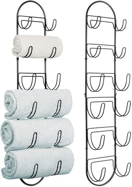 mDesign Juego de 2 toalleros de baño para montaje en pared – Estantes para toallas de metal – Elegante accesorio para el baño – Repisa para toallas ...