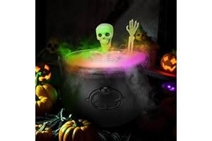 NITARU Witch Cauldron Diffuser, Witches Cauldron Large Outside, Black Plastic Cauldron Large, Bubbling Cauldron Halloween Decor, Large Plastic Cauldrons, Halloween Cauldron with Smoke, Black Cauldron Pot