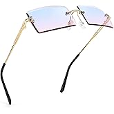 Mriendao Rectangle Sunglasses for Women Men Fashion Retro Rimless Frameless Tinted Lens Sun Glasses Shades 2025 Stylish