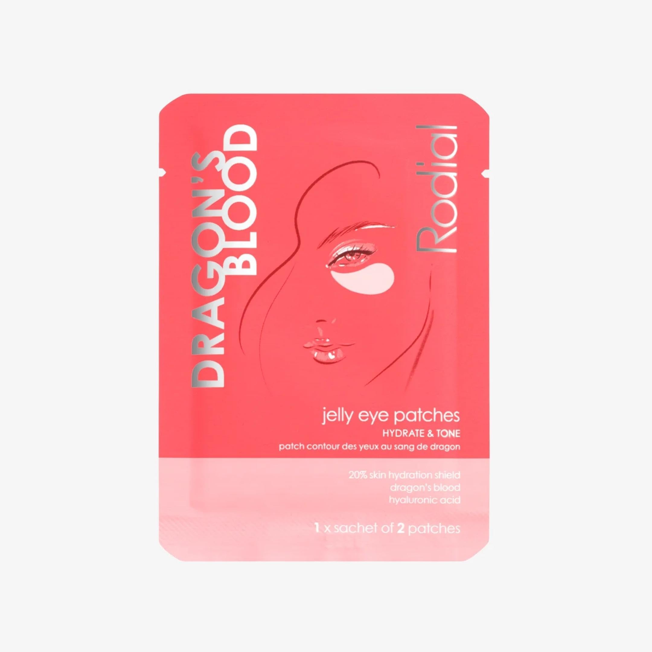 Rodial Dragon's Blood Jelly Eye Patches (1 Sachet), Elasticity and Firmness, Hyaluronic acid and Dragon's Blood for Plumping and Deep Hydration, Makeup Prep