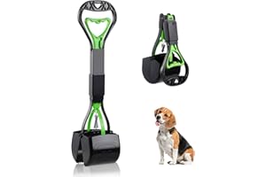 POMYDODU 17.7" Pooper Scooper for Dogs, Long Handle Poop Scooper with High Strength Material, Non-Breakable Easy for Pet Waste, Grass and Gravel Pick Up - Green