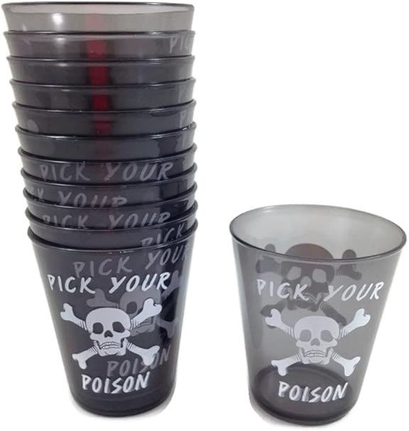 "Pick Your Poison" 12 Skull & Crossbones Plastic Shot