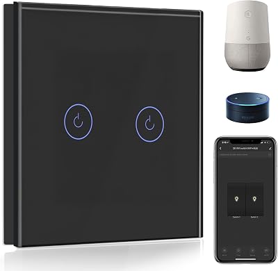 BSEED Smart Light Switch 2 Gang 1 Way WiFi Alexa Google Home Neutral Wire