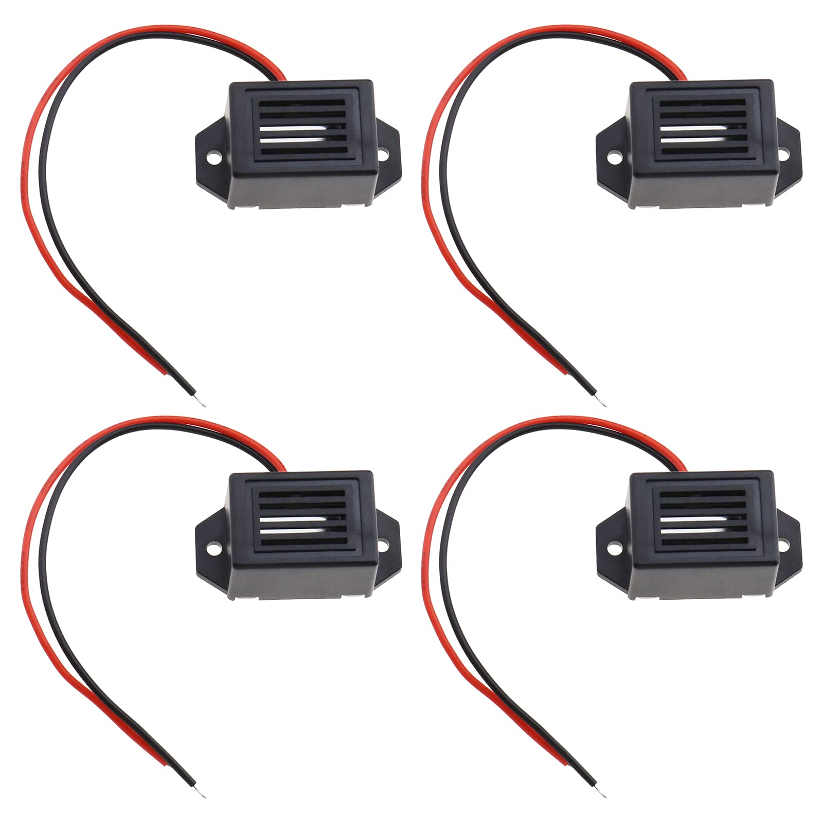 ECSiNG 4x 12V Electronic Buzzer Alarm Sounder 75Db High Decibel Continuous Buzzer Alarm 155mm Wire Length for Repel Insect and Rodents in Lamp