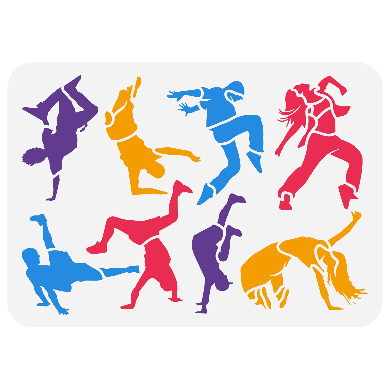 FINGERINSPIRE Break Dancer Painting Stencil 21x29.7cm Reusable Break Dance Boy Girl Drawing Decoration Template Street Dance Stencil for Painting on Wood Wall Fabric Paper Furniture