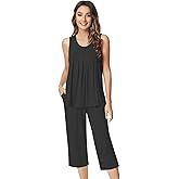 NACHILA Pajamas for Women-Viscose Made from Bamboo, Sleeveless Pjs Tank Top Capri Pants Pajama Sets Cooling Sleepwear