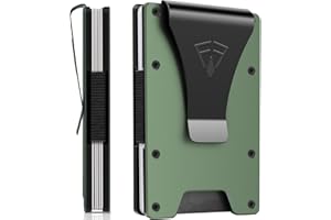 FIRSTVIP Slim Minimalist Wallet for Men with Money Clip - 15 Credit Card Holder RFID Wallet for Men - Front Pocket Mens Wallet with Compact Design - Easy to Access for Cards - Ideal Gift for Him(Army Green)