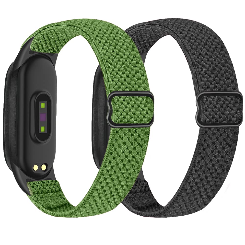 SHIJZWD Adjustable Elastic Watch Straps Compatible with Xiaomi Mi Band 7/Mi Band 6/Mi Band 5 Strap, Stretchy Nylon Sports Band Replacement Wristband for Xiaomi Mi Band 7/6/5 Men Women, 2 Pack — image 1