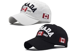 2Pcs Canada Baseball Cap for Men Women, Canada Day Maple Leaf Flag Dad Hat Golf Cap Adjustable Sport Outdoor Fitted Plain Cap