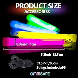 OMNISAFE 96 Ultra Bright Large Glow Sticks with 96