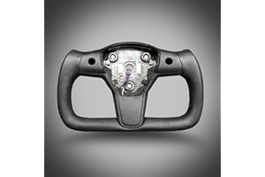 ZIMABLUE Yoke Steering Wheel for Model 3/Y-2017-2023 Real Carbon Fiber Steering Wheel with Heating Function Compatible with Tesla Model 3 Y