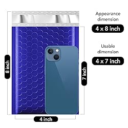 Fuxury 100Pcs 4x8 Bubble Mailers Royal Blue