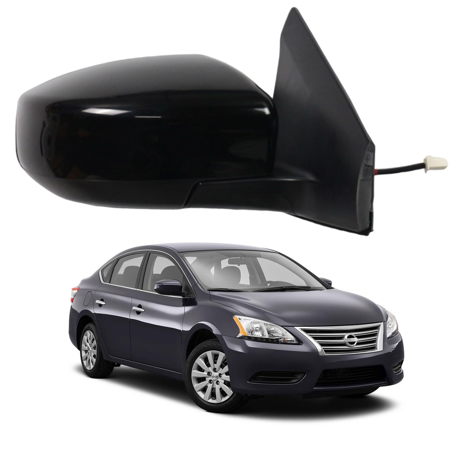 Photo 1 of Marretoo for Nissan SENTRA 2013-2019 Side Mirror Assembly Passenger Side RH | Power Adjustable Glass | Heated |5 wires/pins Replaces NI1321262 963023SG1A for Nissan SENTRA S, SL, SR, SV Accessory