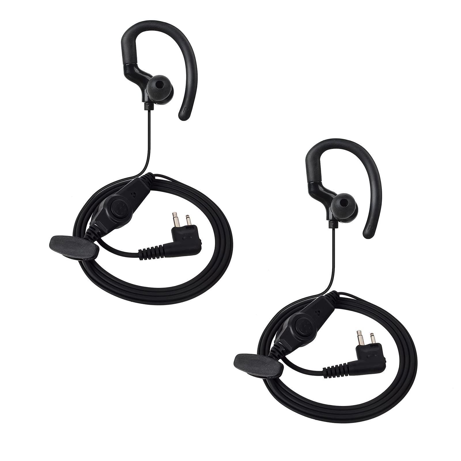 UAYESOK G Shape Two Way Radio Earpiece Police Serveillance Headset with PTT Mic Microphone Compatible with Motorola 2 Pin CP040 CP140 DP1400 Hytera Midland Security Walkie Talkie (2 PCS)