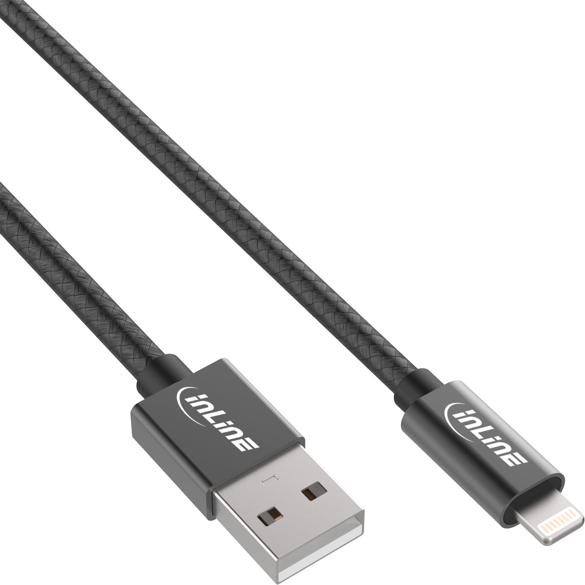 InLine 31422B Lightning USB Cable for iPad, iPhone, iPod, 2 m Black/Aluminium