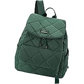 VASCHY Quilted Backpack Purse for Women, Lightweight Casual Puffer Flap Drawstring Backpack for Gym/Work/Travel/Hiking/Diaper Green